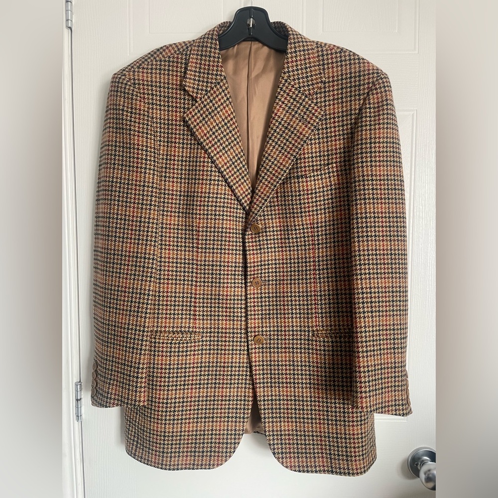 Mario Zegna Wool Cashmere Houndstooth Blazer 48R